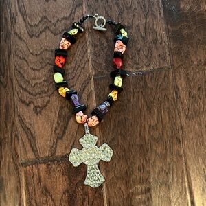 Colorful Beaded Cross Necklace